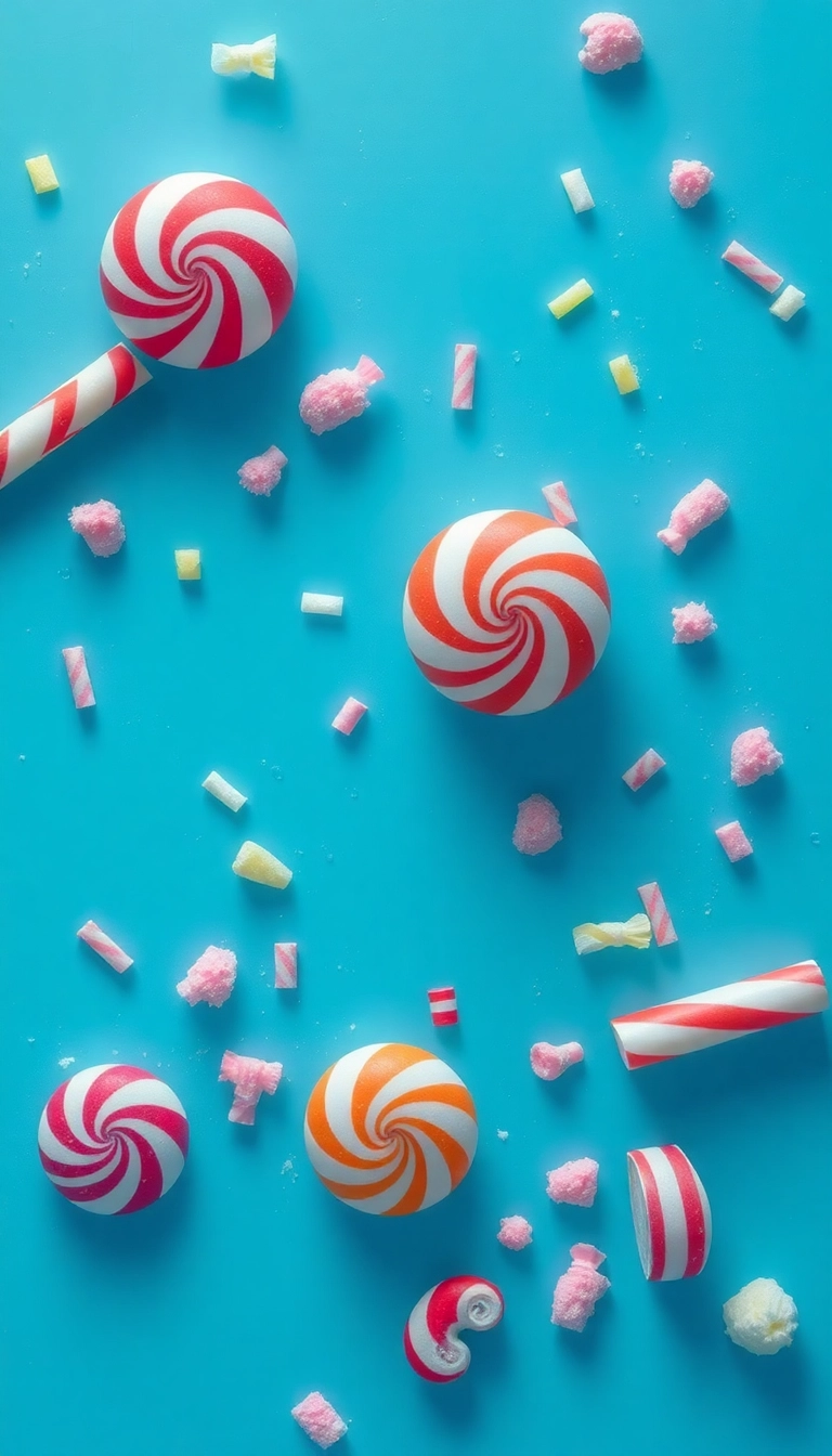 HD iPhone AI Mixed Candies Close Up Aesthetic Wallpaper Copyright-Free Photo